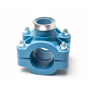 Saddle clamp for MDPE pipe branch connection